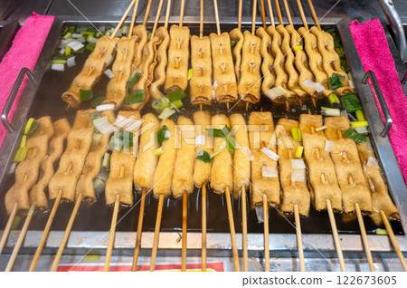 korean traditional street food. fish cake korean traditional street food. fish cake 122673605