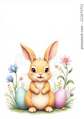 Easter celebration with bunny and eggs. Easter celebration with bunny and eggs. 122673751