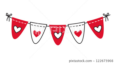 Garland of flags doodle flat style love isolated icon symbol of love 122673908