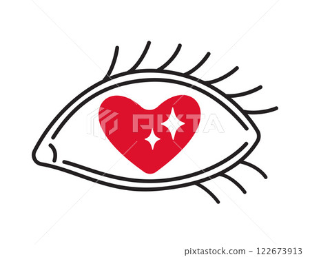 Eye with heart shaped pupil doodle flat style love isolated icon symbol of love Eye with heart shaped pupil doodle flat style love isolated icon symbol of love 122673913