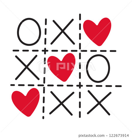 Love tic tac toe doodle flat style love isolated icon symbol of love Love tic tac toe doodle flat style love isolated icon symbol of love 122673914
