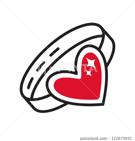 Ring with red heart doodle flat style love isolated icon symbol of love Ring with red heart doodle flat style love isolated icon symbol of love 122673931