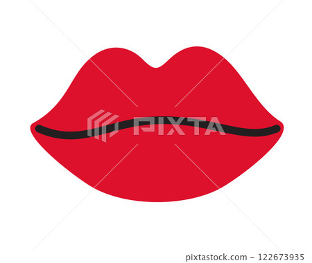 Red lips doodle flat style love isolated icon symbol of love 122673935