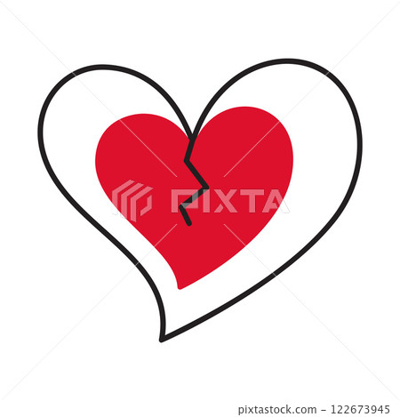 Cracked heart doodle flat style love isolated icon symbol of love Cracked heart doodle flat style love isolated icon symbol of love 122673945