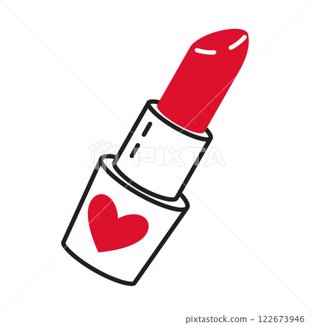 Red lipstick doodle flat style love isolated icon symbol of love Red lipstick doodle flat style love isolated icon symbol of love 122673946