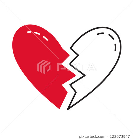 heart broken in two halves doodle flat style love isolated icon symbol of love heart broken in two halves doodle flat style love isolated icon symbol of love 122673947