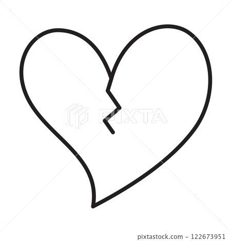 Cracked heart doodle flat style love isolated icon symbol of love 122673951