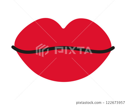 Red lips doodle flat style love isolated icon symbol of love 122673957