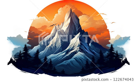 logo illustration mountain . Generate AI logo illustration mountain . Generate AI 122674043