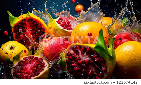 Photo focus macro detailed Assorted exotic fruits . generate Ai Photo focus macro detailed Assorted exotic fruits . generate Ai 122674142