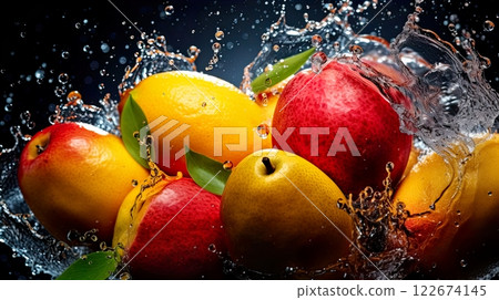Photo focus macro detailed Assorted exotic fruits  . generate Ai 122674145