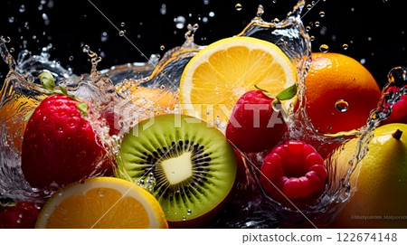 Photo focus macro detailed Assorted exotic fruits . generate Ai Photo focus macro detailed Assorted exotic fruits . generate Ai 122674148