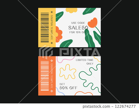 Sale coupon template. Discount coupon design illustration. 122674277