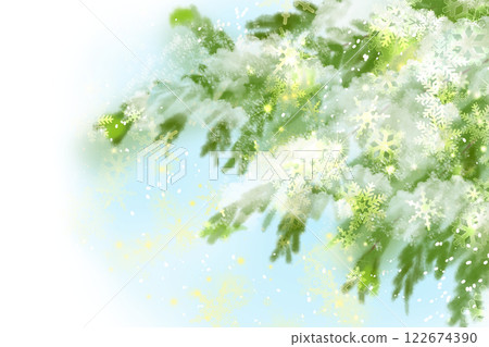 Fir tree and snow card 122674390