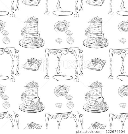 vector seamless patterns of line art elements on the theme of wedding vector seamless patterns of line art elements on the theme of wedding 122674604