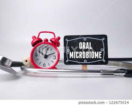 Stethoscope with word ORAL MICROBIOME,Oral health care is now shifting to maintaining the balance of the oral microbiome to prevent a variety of health problems, including gum disease and other Stethoscope with word ORAL MICROBIOME,Oral health care is now shifting to maintaining the balance of the oral microbiome to prevent a variety of health problems, including gum disease and other 122675014