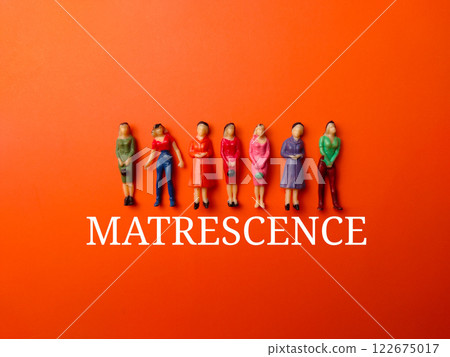 Miniature people with word MATRESCENCE.This term refers to the physical, emotional, and social changes women experience during the transition to motherhood. Miniature people with word MATRESCENCE.This term refers to the physical, emotional, and social changes women experience during the transition to motherhood. 122675017