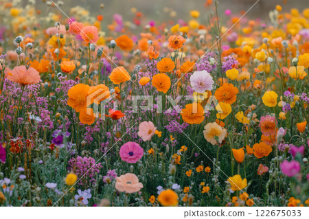 Colorful wildflower meadow in full bloom 122675033