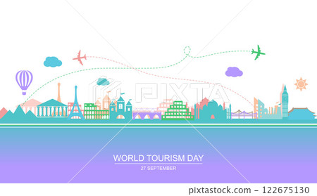World tourism day design with famous places. World tourism day design with famous places. 122675130