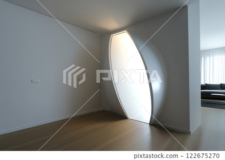 Intriguing space door design opens into modern apartment with sleek architecture Intriguing space door design opens into modern apartment with sleek architecture 122675270