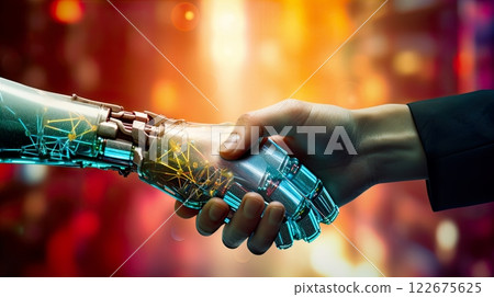Close up of human hands holding future technology concept. 3d rendering . Generate Ai 122675625