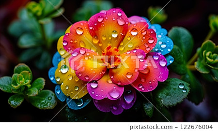 colorful primroses in the garden, selective focus, nature background . Generate Ai 122676004