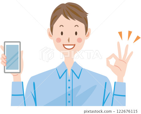 一個拿著智慧型手機的男人的插圖 122676115