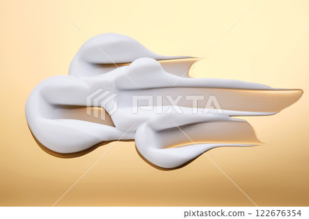 Swatch with white cream texture on a golden background. 122676354