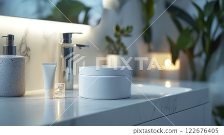 Bathroom sink filled with soap and multiple tubes of toothpaste on the countertop Bathroom sink filled with soap and multiple tubes of toothpaste on the countertop 122676405