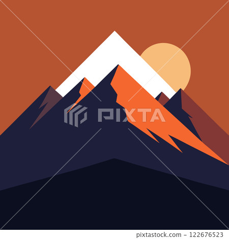 Minimalist Mountain Silhouette Vector Art Illustration for Outdoor and Eco Friendly Designs Minimalist Mountain Silhouette Vector Art Illustration for Outdoor and Eco Friendly Designs 122676523