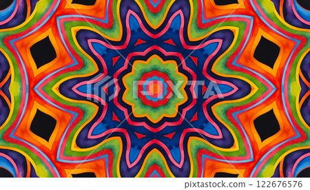 Bright multicolored watercolor wavy stripes on black background, Bright multicolored watercolor wavy stripes on black background, 122676576