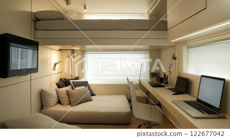Compact and modern home studio 122677042