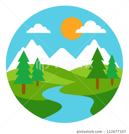 Nature Landscape Silhouette Vector Art for Travel, Environment & Decorative Design Nature Landscape Silhouette Vector Art for Travel, Environment & Decorative Design 122677107