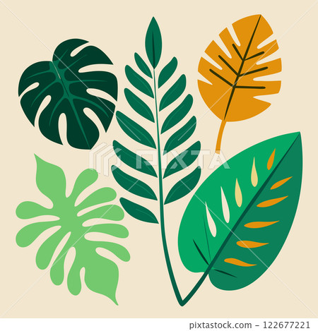 Tropical Leaves Vector Set  Exotic Botanical Illustration Design for Nature Branding and Creative Projects 122677221