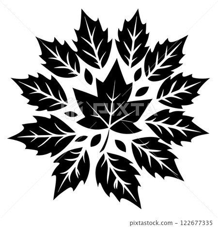 Autumn Paper Cut Leaves Silhouette Vector Seasonal Design for Invitations & Greeting Cards 122677335