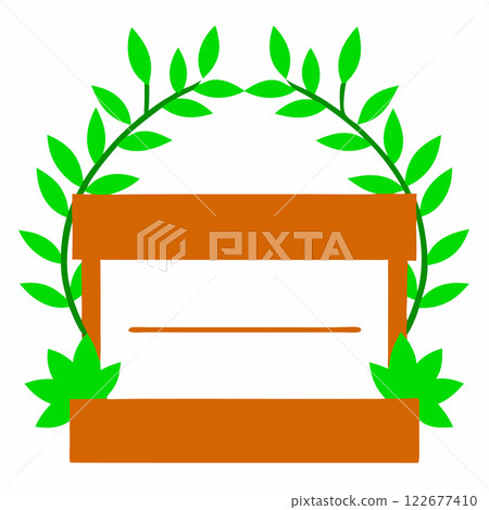 Rustic Wooden Frame with Leaf Border Vector Illustration for Invitation Greetings Card Design 122677410