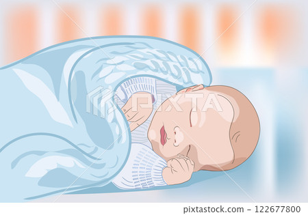Sleeping Baby Realistic Poster Mother s day. Vector 122677800