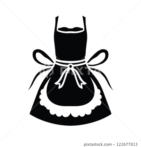 Hand Drawn Apron w Frilly Lace Icon Hand Drawn Apron w Frilly Lace Icon 122677813