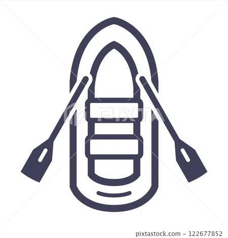 Black icon of inflatable boat. Black icon of inflatable boat. 122677852