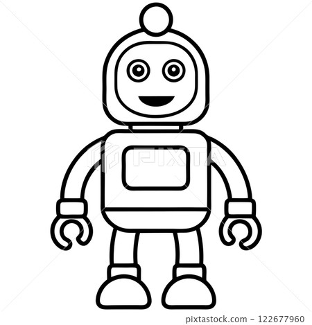 Friendly Robot Mascot Logo Icon Silhouette Vector Art for Tech, Education, and Innovation Branding  122677960