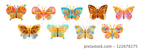 Exotic Butterfly and Moth Flat Colorful Vector Set Exotic Butterfly and Moth Flat Colorful Vector Set 122678175