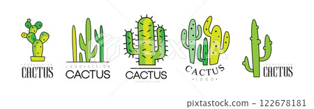 Cactus Logo Design with Green Desert Plant Vector Set Cactus Logo Design with Green Desert Plant Vector Set 122678181