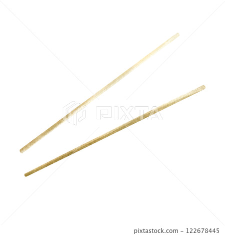 Pair of bamboo sushi sticks. Hand drawn watercolor isolated illustration of asian food utensils. Drawing wooden sticks for aroma diffuser for spa, zen design. Sketch of essential chapsticks for relax. Pair of bamboo sushi sticks. Hand drawn watercolor isolated illustration of asian food utensils. Drawing wooden sticks for aroma diffuser for spa, zen design. Sketch of essential chapsticks for relax. 122678445
