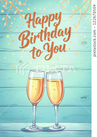 Festive birthday image with champagne. 122678504