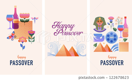 Happy Passover background, banner and poster design. Geometrical modern minimalist concept Happy Passover background, banner and poster design. Geometrical modern minimalist concept 122678623