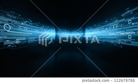 Futuristic data stream flowing through digital cyberspace 122678788