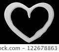 Whitish creamy hand-drawn heart-shaped frame, black background. AI generated image. 122678863