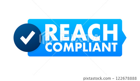 Reach Compliant Blue Badge with Check Mark Showing Approval 122678888