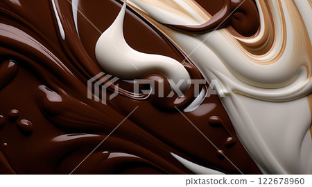 Melted chocolate background. Generative Ai 122678960