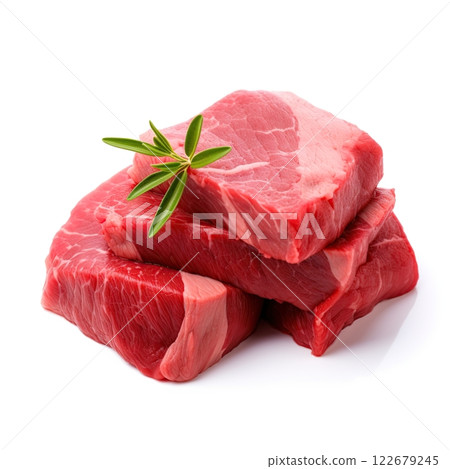 Red meat chops isolated on white background. Ai Generative 122679245
